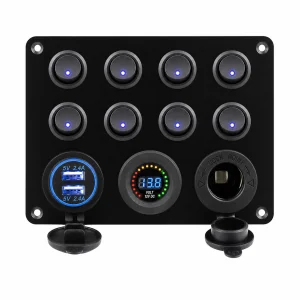 BFY 8 anahtarlı şarj soketli voltmetreli USB marin switch panel